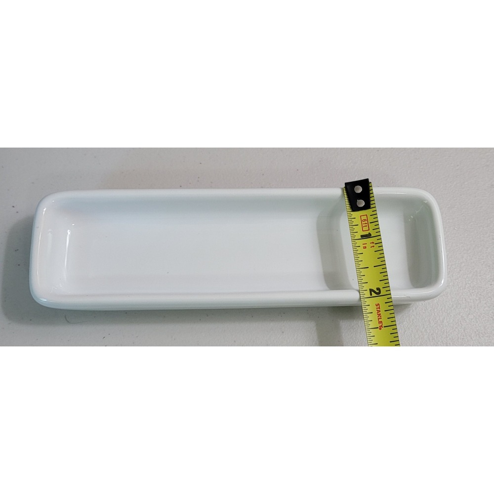 Pampered Chef Simple Additions White Ceramic Rectangular Appetizer Plates Set 4 - Picture 5 of 7